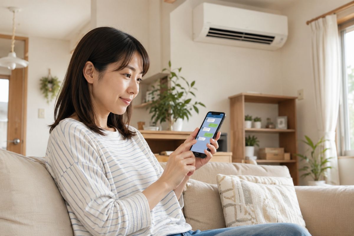 エアコンのにおいやカビ汚れについてLINEで相談するイメージ